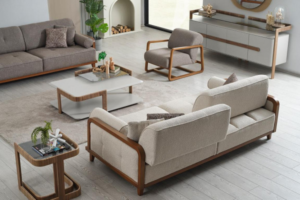 Stuffzëmmer Polstersofa Garnitur Designersessel Bäizellungsmëbel