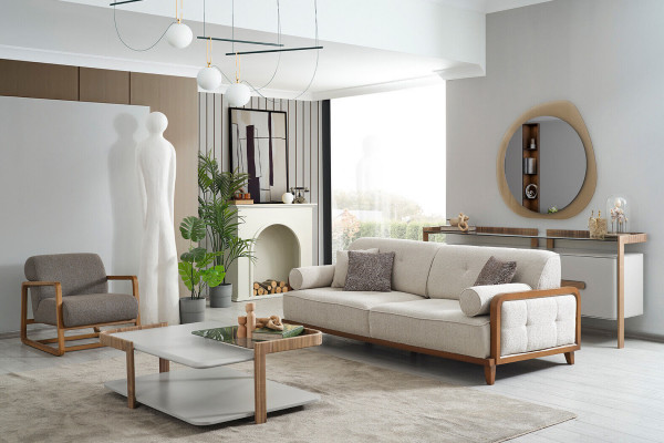 Stuffzëmmer Polstersofa Garnitur Designersessel Bäizellungsmëbel