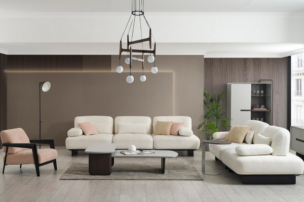Designer wäiss Canapë Luxuriéis Wunnzëmmer Canapé-Set Edle Fotell