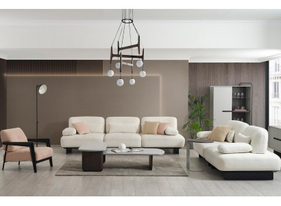 Designer wäiss Canapë Luxuriéis Wunnzëmmer Canapé-Set Edle Fotell