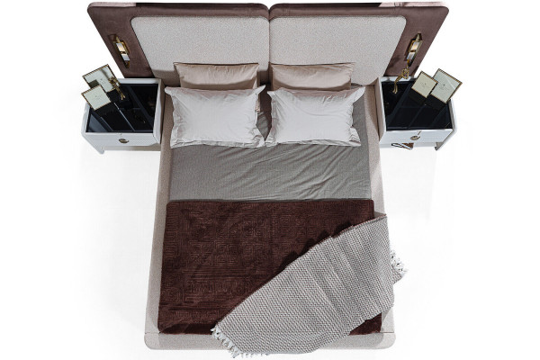 Wäisst Schlofzëmmer Komplett Set Moderne Bett Kleederschaf 5tlg