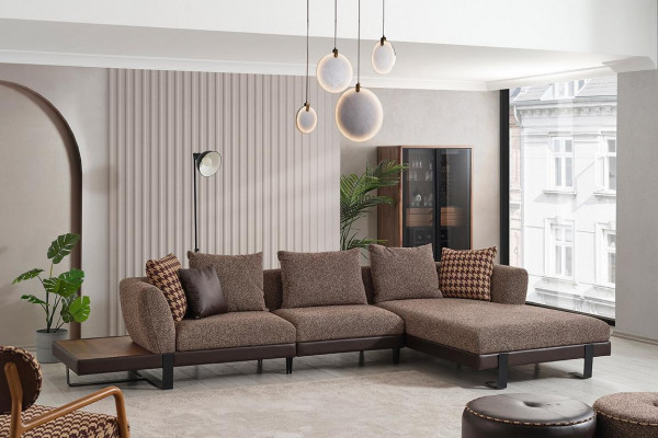 Brong Textili Sofa Designer Ecksofa L-Form Wunnzëmmer Couch Edle Miwwelen