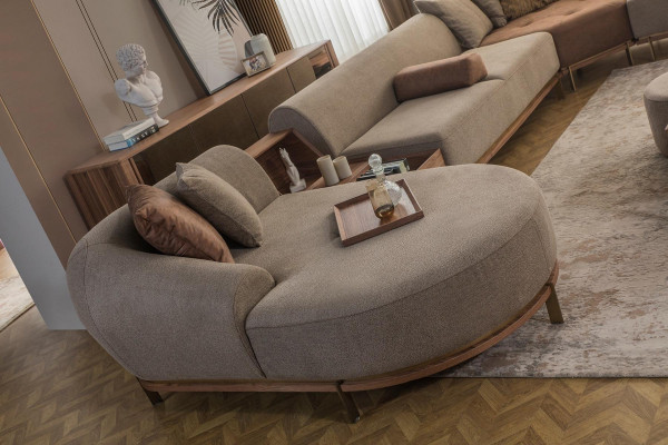 Modern beige Ecksofa an U-Form Wunnlandschaft Wunnzëmmer Luxus Sofaen