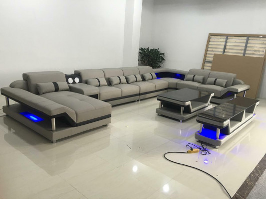 Design Sofa Komplettset Garnitur Polster Ecksofa Eckcouch Canapé Sideboard Dësch