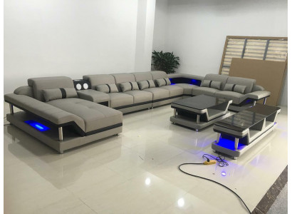 Design Sofa Komplettset Garnitur Polster Ecksofa Eckcouch Canapé Sideboard Dësch