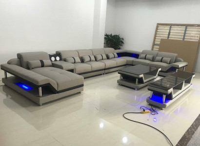 Design Sofa Komplettset Garnitur Polster Ecksofa Eckcouch Canapé Sideboard Dësch