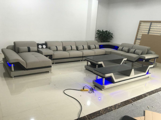 Design Sofa Komplettset Garnitur Polster Ecksofa Eckcouch Canapé Sideboard Dësch