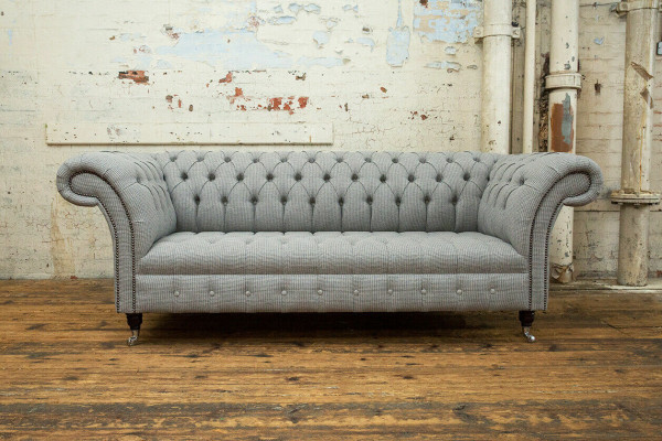Wunnzëmmer Chesterfield Canapé Design Textil Couchen Canapéen Drësëtzer Gro Canapé