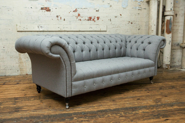 Wunnzëmmer Chesterfield Canapé Design Textil Couchen Canapéen Drësëtzer Gro Canapé