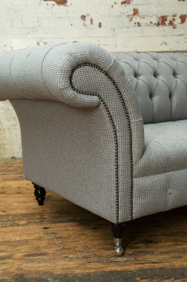 Wunnzëmmer Chesterfield Canapé Design Textil Couchen Canapéen Drësëtzer Gro Canapé