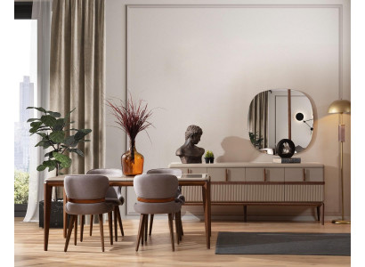 Modern Iesszëmmer Set Designer Iessdësch 4x Gepolstert Still Luxus Anrichte