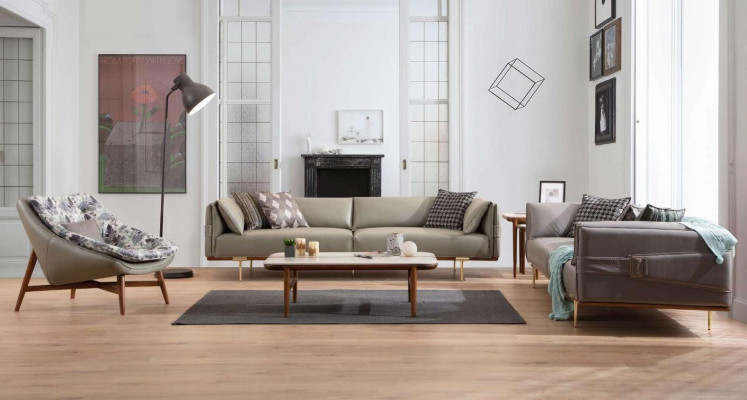 Designer Wunnzëmmer Garnitur Luxus Lieder Canapéen Textil Sëtz 3-deeglech