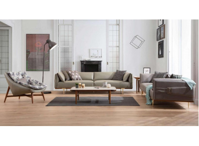 Designer Wunnzëmmer Garnitur Luxus Lieder Canapéen Textil Sëtz 3-deeglech