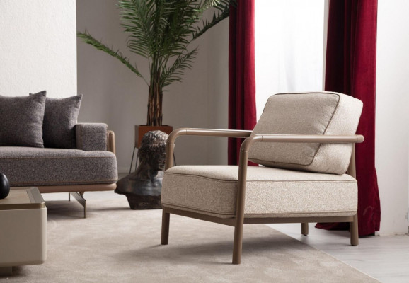 Modern Helle Sofagarnitur 3+3+1 Set Designer Wunnzëmmer Sëtzer 3tlg