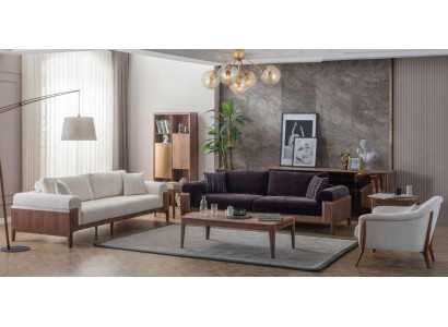 Méifaarweg Sofagarnitur Designer Wäissen 3-Sëtzer Luxus Polstersëtz.
