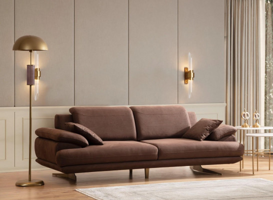 Braun Wunnzëmmer Sofas Designer 3+3+1 Sëtzer Garnitur Einsëtzer 3tlg