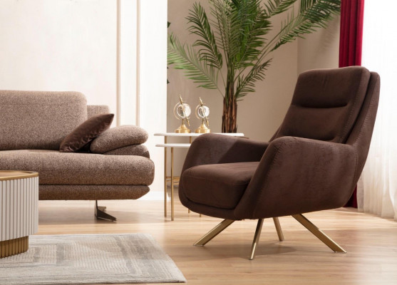 Braun Wunnzëmmer Sofas Designer 3+3+1 Sëtzer Garnitur Einsëtzer 3tlg