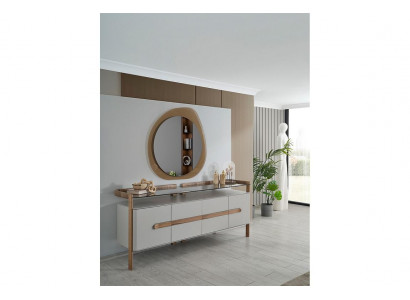 Wäiss-Brong Kommode Designer Säitenschaf Luxus Iesszëmmer Holz Miwwel 2tlg