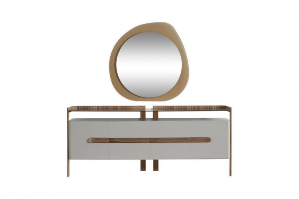 Wäiss-Brong Kommode Designer Säitenschaf Luxus Iesszëmmer Holz Miwwel 2tlg