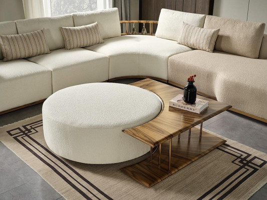 Wäiss Ecksofa Modern Wohnzëmmer Miwwelen Designer Canapé Textil Sofa 2TLG