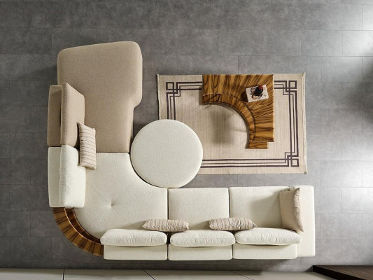 Wäiss Ecksofa Modern Wohnzëmmer Miwwelen Designer Canapé Textil Sofa 2TLG