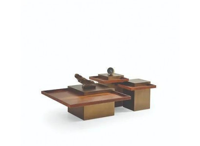 Modernt brong Couchtisch Set Wunnzëmmer Holz Kaffisdësch Luxus Set
