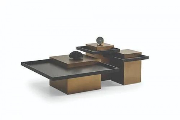 Modern Dësch-Set Living Stoff Luxus Miwwel 3x Holz Niewendëscher