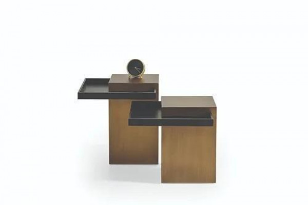 Modern Dësch-Set Living Stoff Luxus Miwwel 3x Holz Niewendëscher