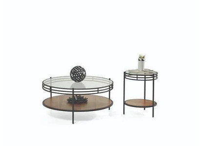 Modern Couchtisch-Set Designer Rond Dësch Glieserdësch Kaffisdësch zweedeeler