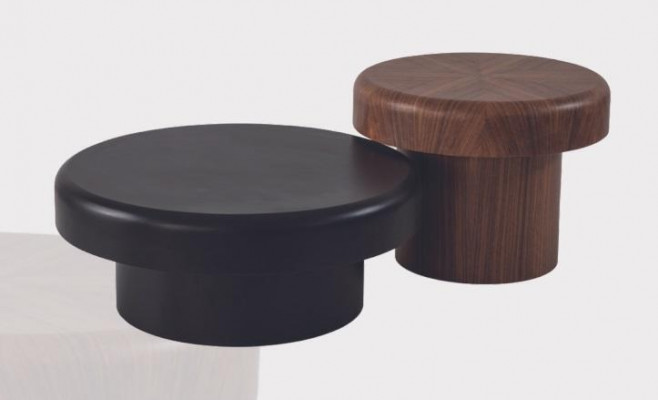 Designer Ronn-Dësch Set Braun-Schwaarze Kaffisdësch Wunnzëmmertësch Nei