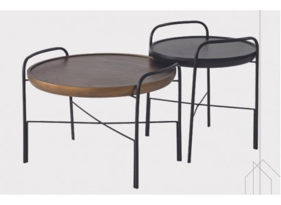 Ronne Wunnzëmmer Dësch Luxus 2x Holzdëscher Designer Miwwelen Set 2teleg