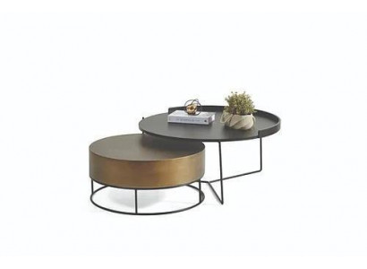 Designer 2x Dëscher fir d'Wunnzëmmer, Modernen Ronnen Niewendësch, Metallsatz