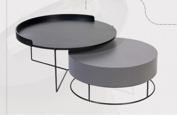 Ronn Set 2x Salontisch Gro Kaffisdësch Bäikrich Dësch Wunnzëmmer Dëscher