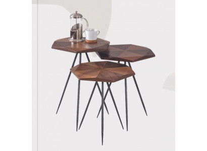 Set 3x Canapé Dësch Kaffisdësch Niewendësch Designer Wunnzëmmerdësch Dëscher