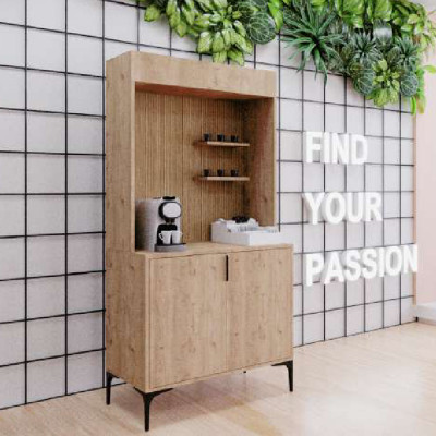 Iesszëmmer Anrichte Säiteboard Braun Faarf Modern Design Kaffisdësch.