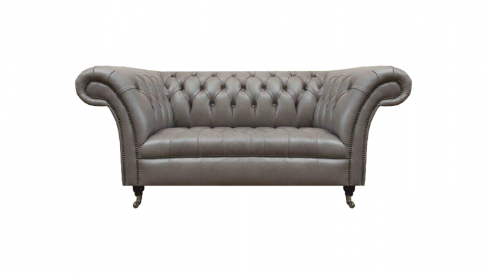Grau Chesterfield Zweesëtzer Ledercouch 2-Sëtzer Polstersëtzmöbel