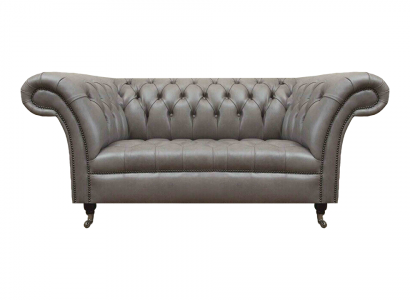 Grau Chesterfield Zweesëtzer Ledercouch 2-Sëtzer Polstersëtzmöbel