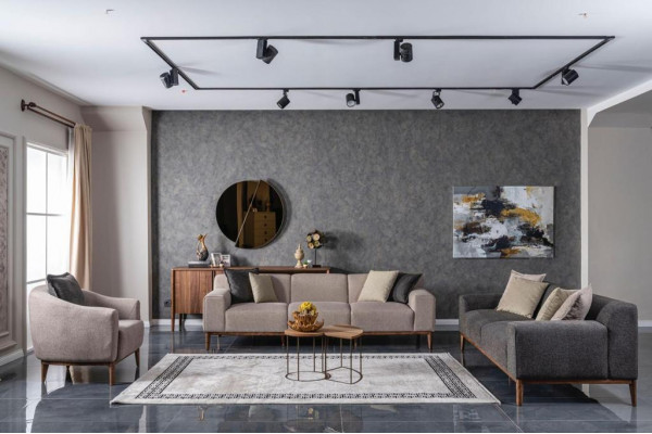 Komplett Couchgarnitur Sofagatnitur Sofa 4+3+1 Plaze Sesselen Grupp Stoff Luxus
