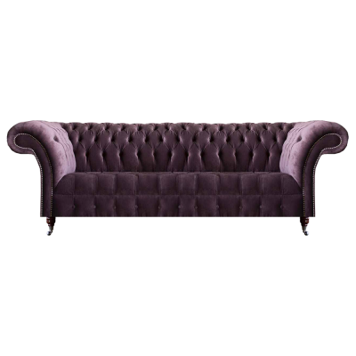 Lila Chesterfield Wunnzëmmer Véiersëtzer Designer Polstersofa Edelt Miwwelstécker