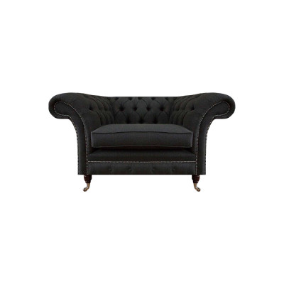 Luxuriéise schwaarze Chesterfield Einsëtzer Wunnzëmmer Polstersessel