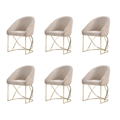 Luxus Iesszëmmerstull 6x Still Wandstoff Design Metall zäitgenëssesch Stullmébel