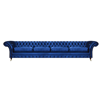 Luxus Modern Sëtzmiwwel Sofa Véiersëtzer Canapé Blo Chesterfield Wunnzëmmer