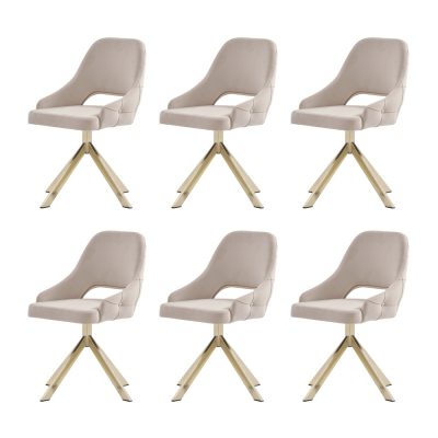 Modern 6x Still Polsterstull Luxus Fauteuil Beige Stull Lehnstull Iesszëmmer