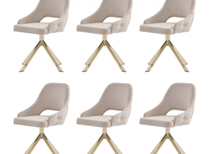 Modern 6x Still Polsterstull Luxus Fauteuil Beige Stull Lehnstull Iesszëmmer