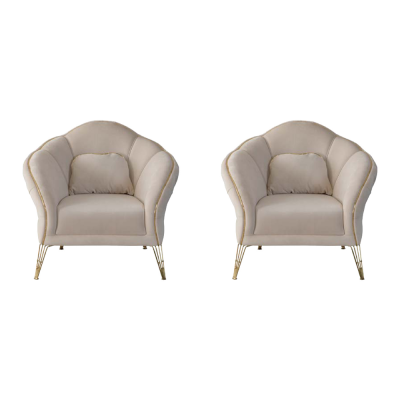 Modern Chesterfield Design Beige Canapé 2x Still Këssen Sofa Sofaen Nei