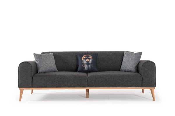 Modernt Grousse 3-Sëtz Luxus Stoffsofaa Wunnzëmmer Couch Sëtzmiwwel