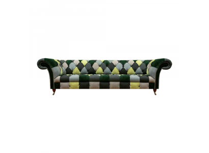 Modern Véierplazs-Sofa Méifarweg Wunnzëmmer Couch Sëtzmiwwel Textil Chesterfield