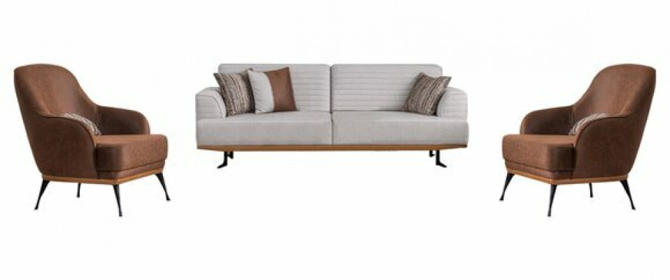 Modern 3-stéck Wunnzëmmer-Garnitur Drësëtz-Sofa an Sessel fir Wunnzëmmer
