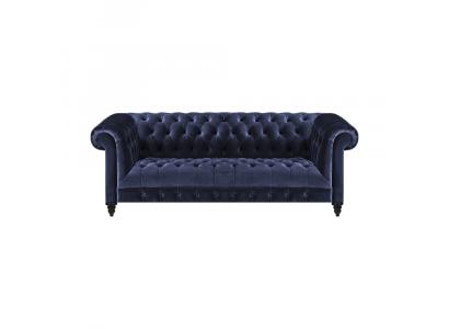 Wunnzëmmer Canapé Dräisëtzer Couch Polstermöbler Blo Textil Chesterfield