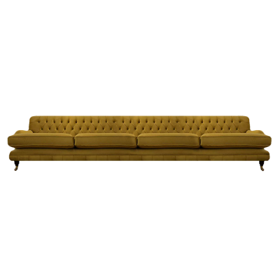 Wunnzëmmer Sofa Véiersëtzer Couch Ariichtung Stoff Polstermëllech Chesterfield